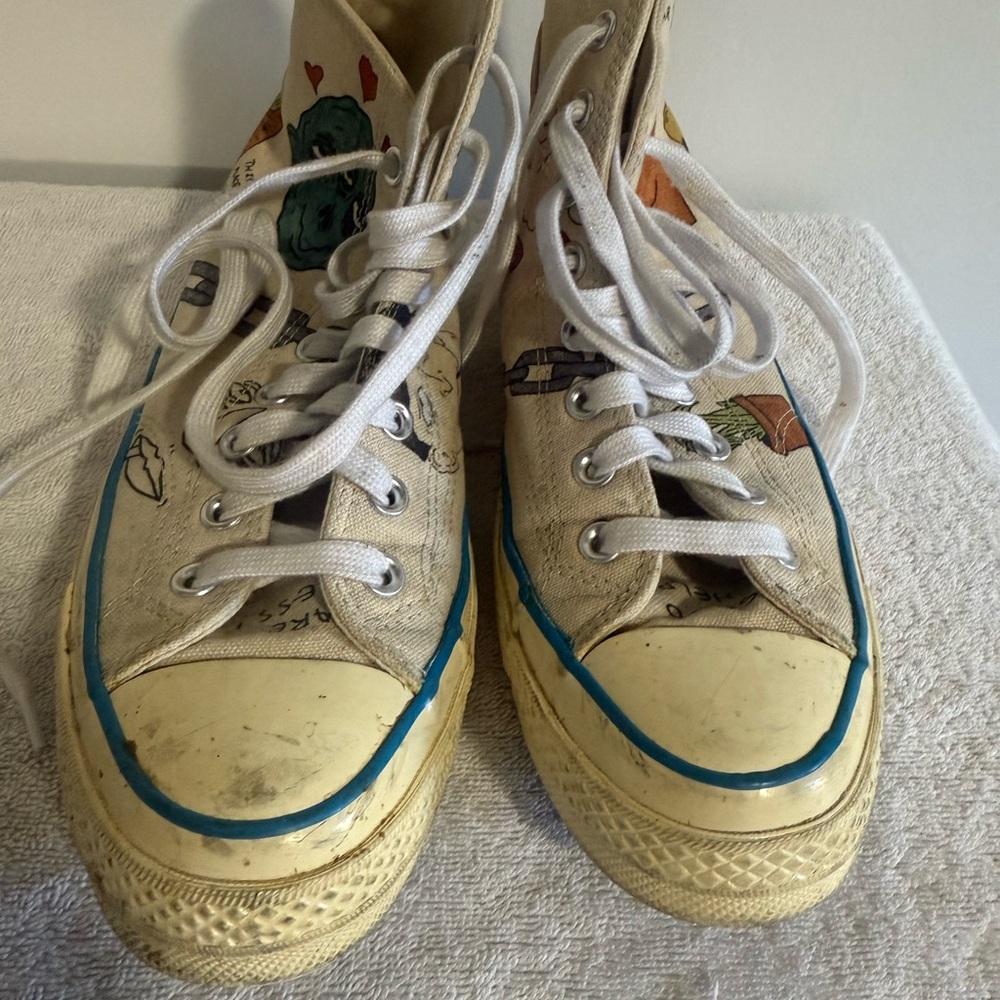 Tyler the Creator converse chucks Canvas High-Top Sneakers with Graphic Design